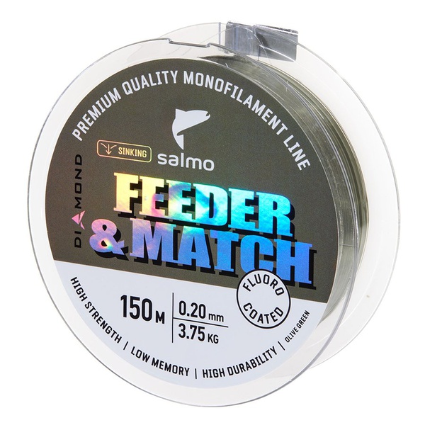 Леска Salmo Diamond Feeder & Match Fluoro Coated Olive Green, 150/020