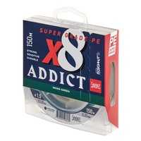 Шнур плетёный Lucky John Addict х8 Braid Moss Green, 150/020