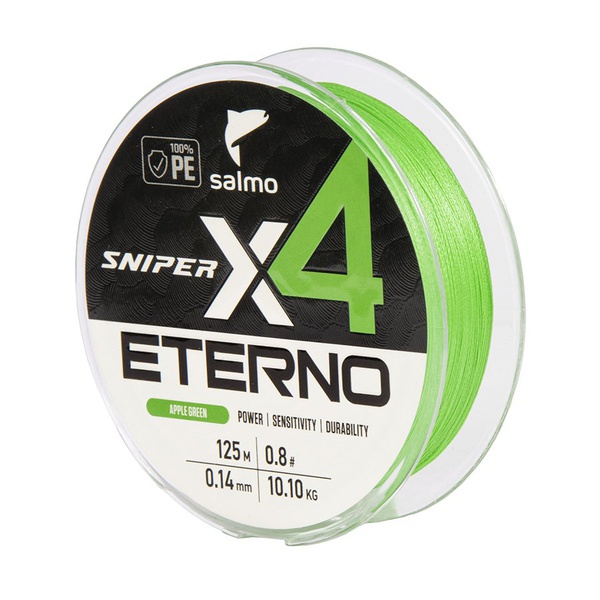 Шнур плетёный Salmo Sniper х4 Eterno Braid Apple Green, 125/014