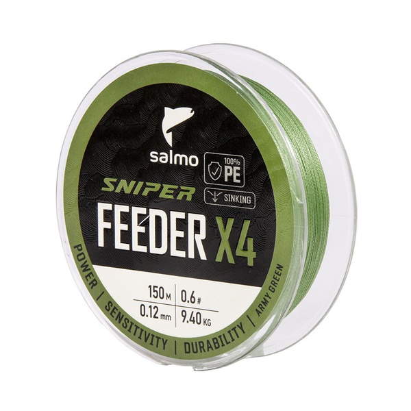Шнур плетёный Salmo Sniper х4 Feeder Braid Army Green, 150/012