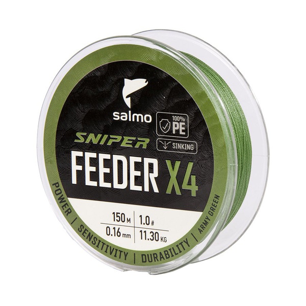 Шнур плетёный Salmo Sniper х4 Feeder Braid Army Green, 150/016