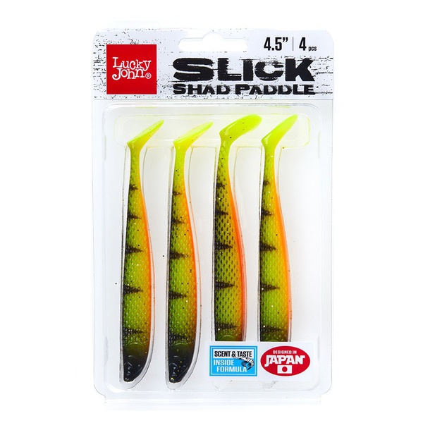 Виброхвосты Lucky John 3D Series Slick Shad Paddle 4.5in (11.4 см) 4шт PG14