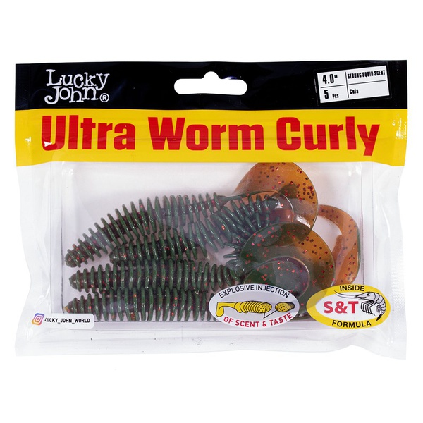 Твистеры съедобные искусственные Lucky John Pro Series Ultraworm Curly 4,0in (10.16см) 5шт PA16