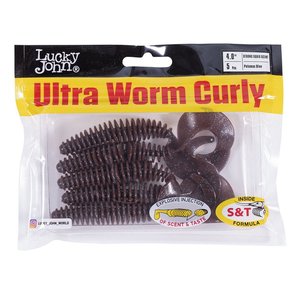 Твистеры съедобные искусственные Lucky John Pro Series Ultraworm Curly 4,0in (10.16см) 5шт S19