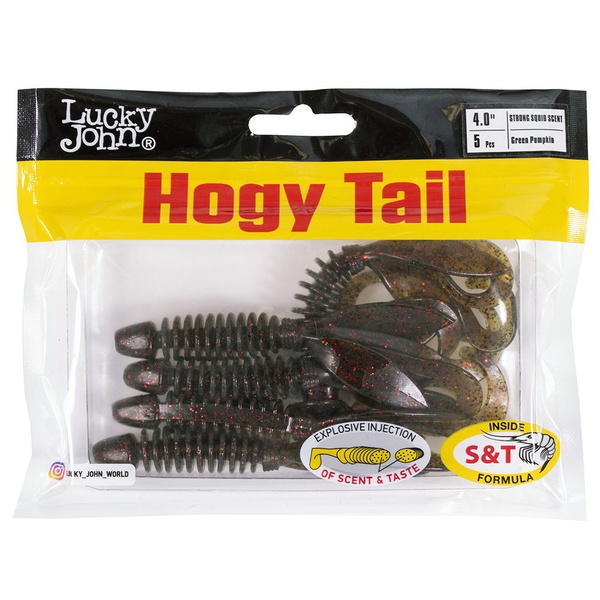 Твистеры съедобные искусственные Lucky John Pro Series Hogy Tail 4,0in (10см) 5шт PA03