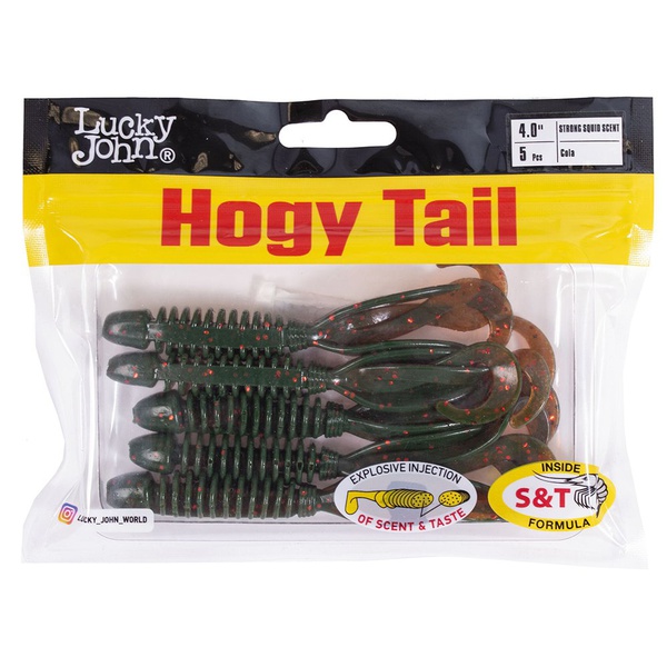 Твистеры съедобные искусственные Lucky John Pro Series Hogy Tail 4,0in (10см) 5шт PA16