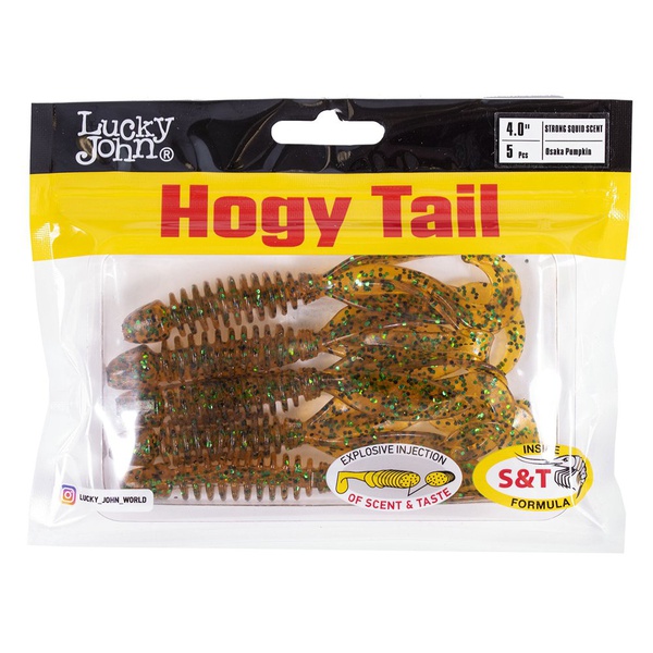 Твистеры съедобные искусственные Lucky John Pro Series Hogy Tail 4,0in (10см) 5шт PA19