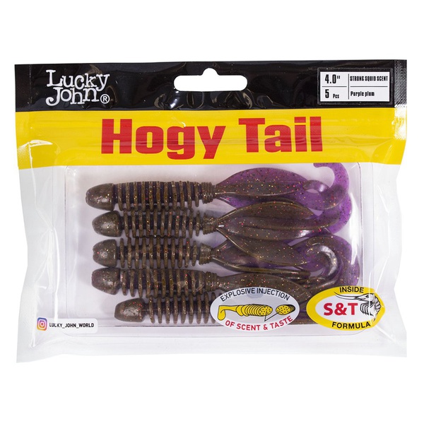 Твистеры съедобные искусственные Lucky John Pro Series Hogy Tail 4,0in (10см) 5шт S13
