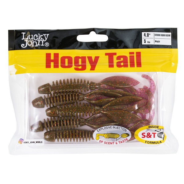 Твистеры съедобные искусственные Lucky John Pro Series Hogy Tail 4,0in (10см) 5шт S14