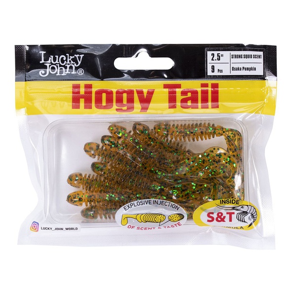 Твистеры съедобные искусственные Lucky John Pro Series Hogy Tail 2,5in (6.35см) 9шт PA19