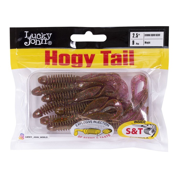 Твистеры съедобные искусственные Lucky John Pro Series Hogy Tail 2,5in (6.35см) 9шт S14
