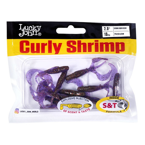 Твистеры съедобные искусственные Lucky John Pro Series Curly Shrimp 2,0in (5см) 10шт S63