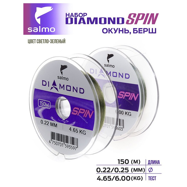 Лески монофильные Salmo Diamond Spin 2шт. набор (коробочная версия) Окунь/Берш