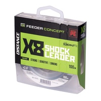 Шок-лидер плетёный Feeder Concept Distance х8 Shock Leader Dark Gray, 100/023