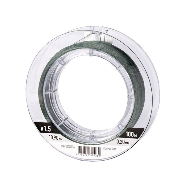 Шок-лидер плетёный Feeder Concept Flat Method х8 Shock Leader Dark Green, 100/020