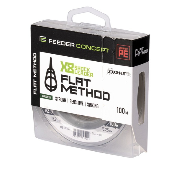 Шок-лидер плетёный Feeder Concept Flat Method х8 Shock Leader Dark Green, 100/035