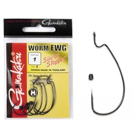 Крючки офсетные Gamakatsu Worm Ewg Hooks Sil Stopper Black разм. 01 (5шт)