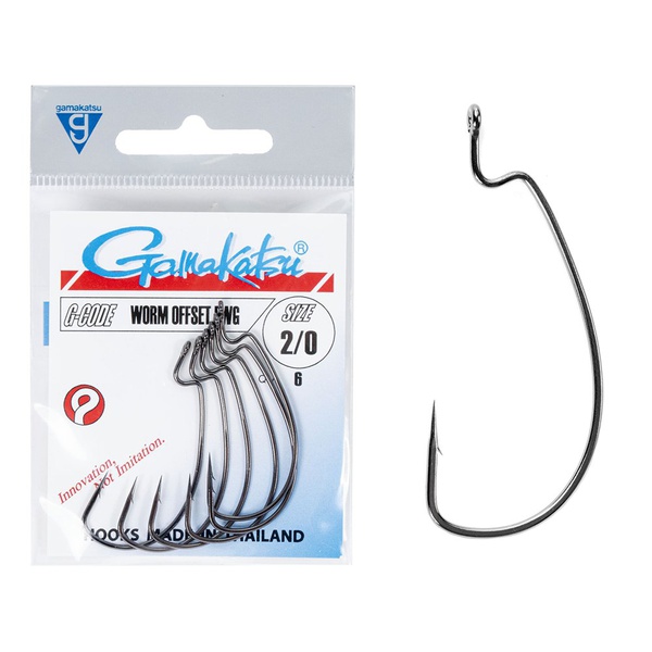 Крючки офсетные Gamakatsu Worm Offset Ewg Hooks Black разм. 2/0 (6шт)