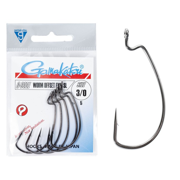 Крючки офсетные Gamakatsu Worm Offset Ewg SL Hooks Black разм. 3/0 (5шт)