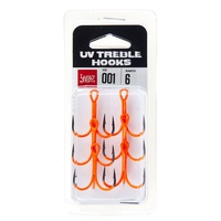 Крючки-тройники Lucky John Orange UV LJH201 разм. 001 (6 шт)
