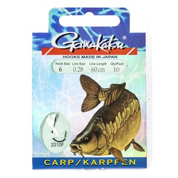 Крючки с поводком Gamakatsu Booklet Carp 3310F разм. 06-0.28мм/60см (10шт)