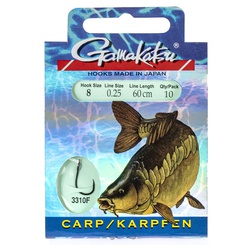 Крючки с поводком Gamakatsu Booklet Carp 3310F разм. 08-0.25мм/60см (10шт)