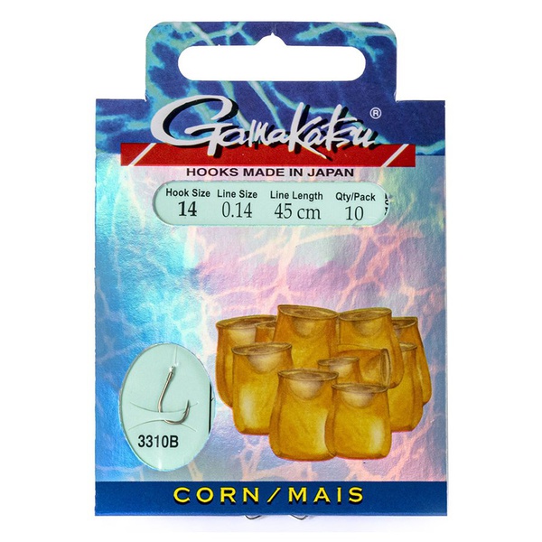 Крючки с поводком Gamakatsu Booklet Corn 3310B разм. 14-0.14мм/45см (10шт)