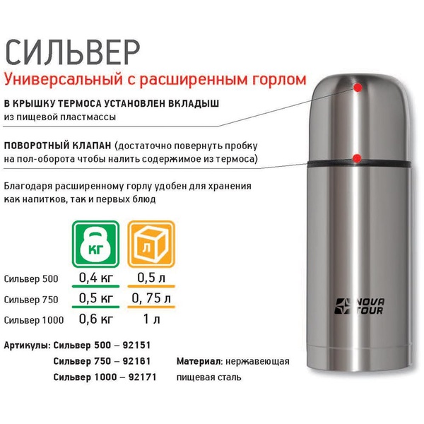 Термос Nova Tour Сильвер 750