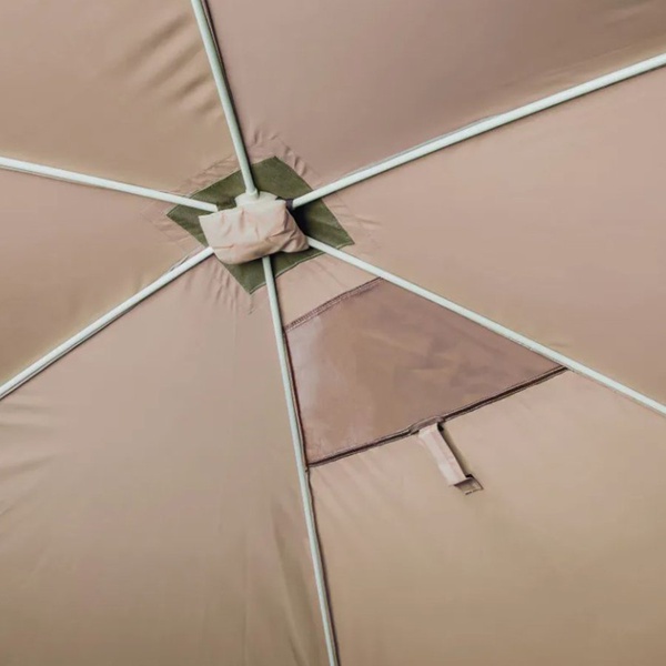 Шатер Следопыт быстросборный, 6 стен (3,35х3,85х2,25 м) бежевый/коричневый