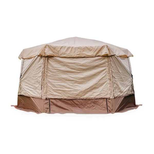 Шатер Следопыт быстросборный, 6 стен (3,35х3,85х2,25 м) бежевый/коричневый