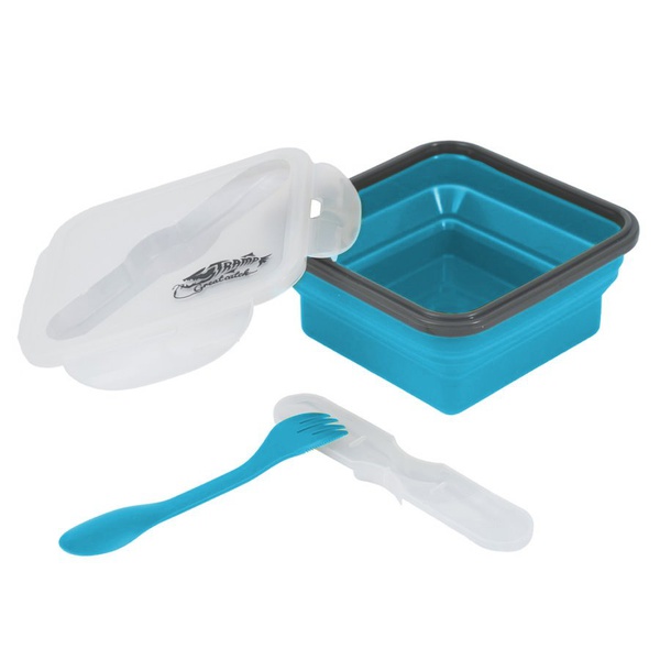Контейнер силиконовый Tramp (с ловилкой) аквамарин, 400 мл