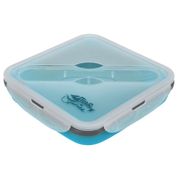 Контейнер силиконовый Tramp (с ловилкой) аквамарин, 1000 мл