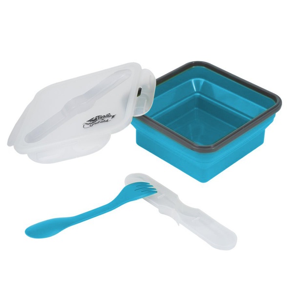 Контейнер силиконовый Tramp (с ловилкой) аквамарин, 1000 мл