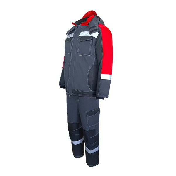 Костюм Эталон Юкон-Мембрана ЮП-2 тёмно-серый/чёрный/красный