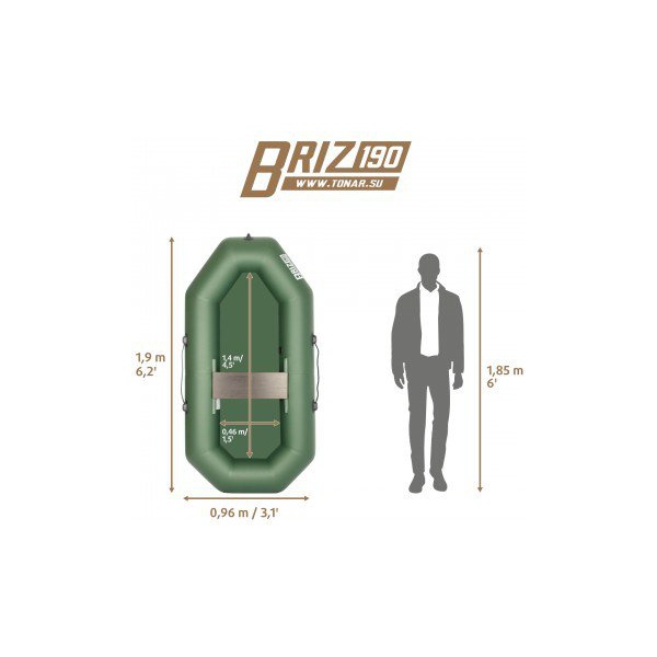 Лодка Тонар Бриз 190 с гребками зеленый