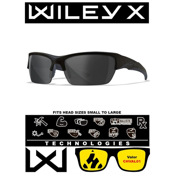 Очки баллистические Wiley X WX Valor Matte Black, 1 пара линз: Grey