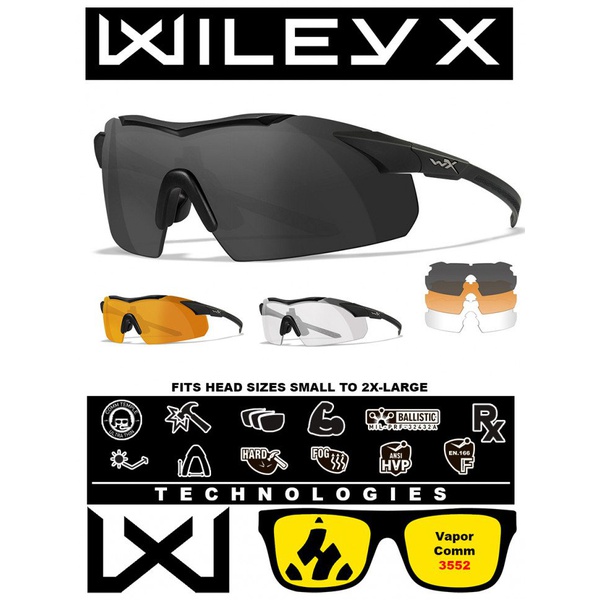 Очки баллистические Wiley X WX Vapor Comm (3 пары линз: Clear+Grey+Rust)