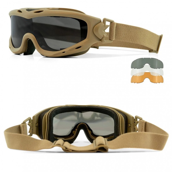 Маска тактическая Wiley X WX Spear Matte Tan 3 пары линз: Grey+Clear+Rust
