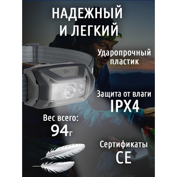 Фонарь налобный Petzl Tikka (350 лм) серый