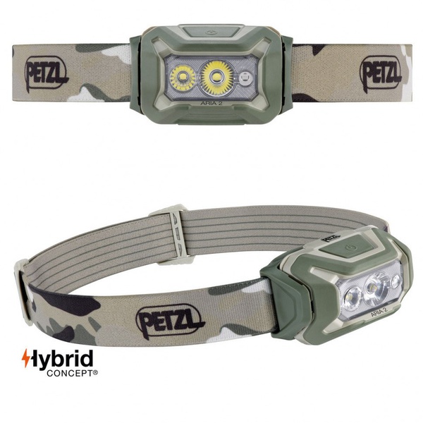 Фонарь налобный тактический Petzl Aria 2 RGB (450 лм) камуфляж