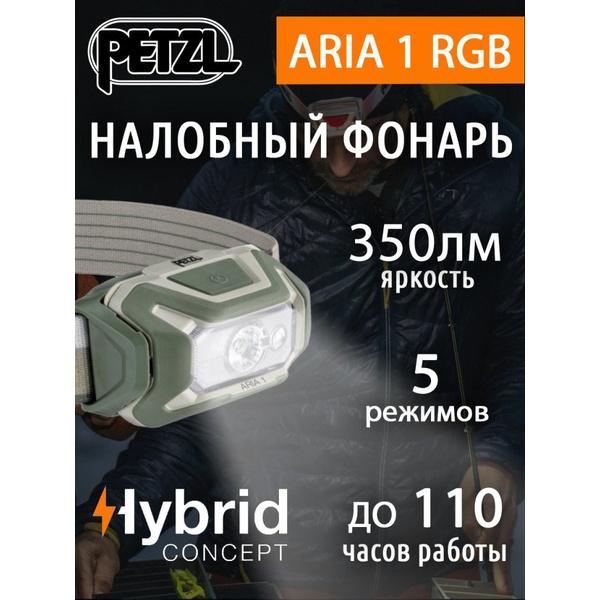Фонарь налобный тактический Petzl Aria 1 RGB (350 лм) камуфляж