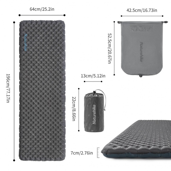 Коврик Naturehike TuYe R 3.5 Rectangular Grey