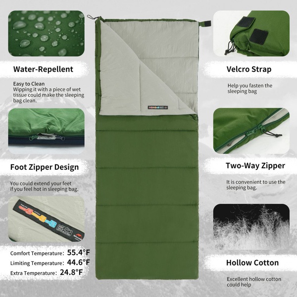 Мешок спальный Naturehike F150 Envelop Cotton (75х190 см) Green