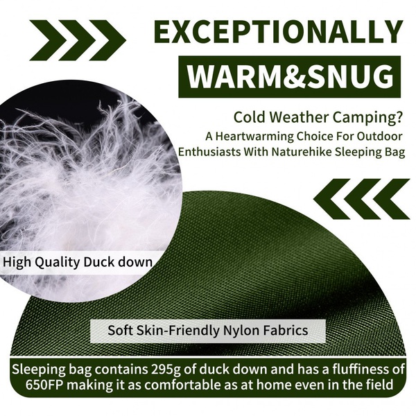 Мешок спальный Naturehike Cicada Wing CW295 (72х190 см, утиный пух) Green