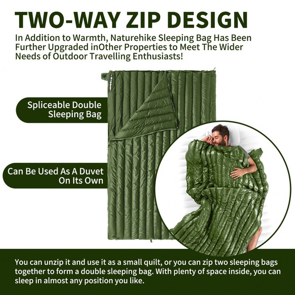 Мешок спальный Naturehike Cicada Wing CW295 (72х190 см, утиный пух) Green
