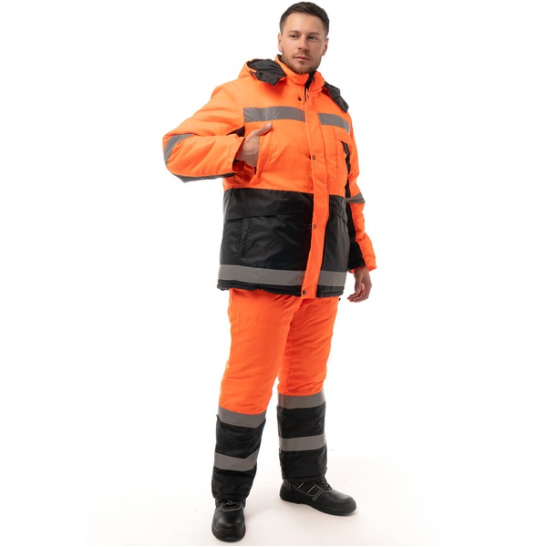 Костюм зимний Эталон Метео оранжевый с чёрным, тк. Оксфорд
