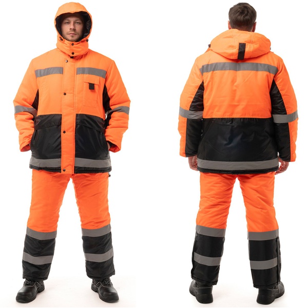Костюм зимний Эталон Метео оранжевый с чёрным, тк. Оксфорд