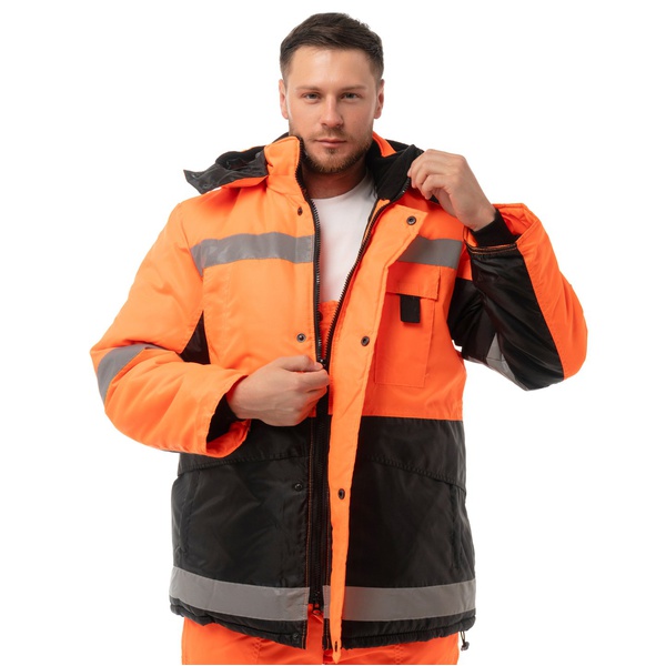 Костюм зимний Эталон Метео оранжевый с чёрным, тк. Оксфорд