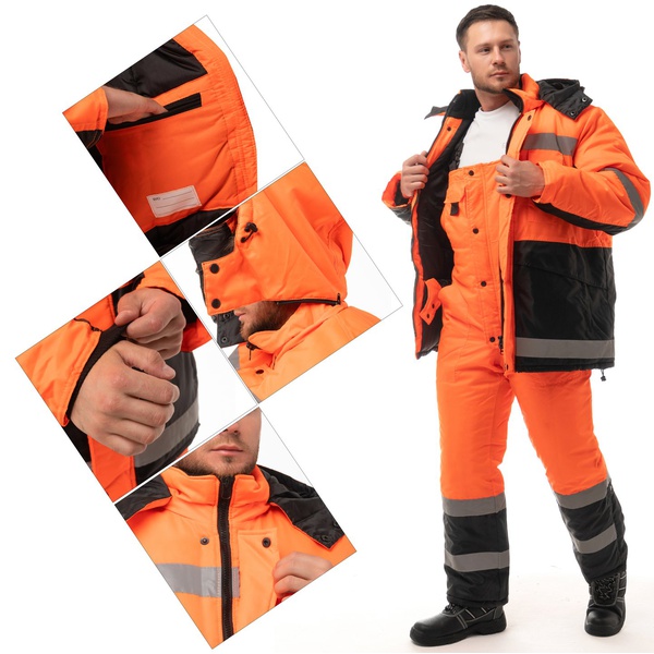 Костюм зимний Эталон Метео оранжевый с чёрным, тк. Оксфорд