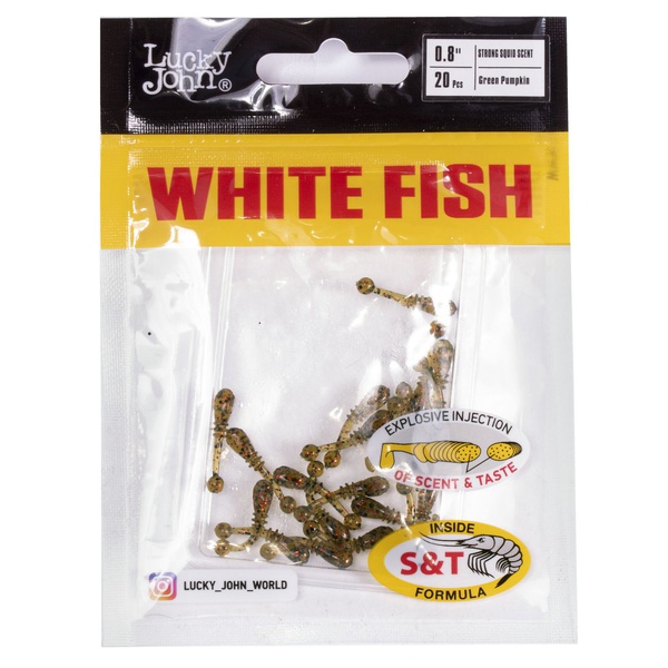 Слаги съедобные Lucky John Pro Series White Fish (2 см/20 шт) PA03